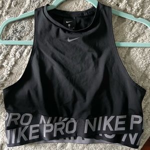 Nike Pro Intertwist High Neck Dri Fit Sports Athletic Bra, black, XL